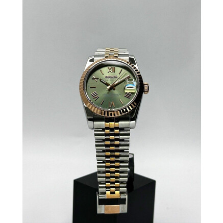 Custom Seiko Mod • 2-Tone Rose Gold Olive Roman DateJust • 36mm